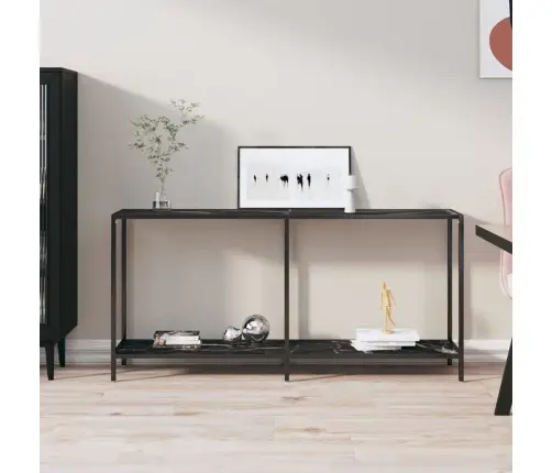Konsolinis Staliukas, Juodas, 160X35X75,5cm Grūdintas Stiklas Konsolinis Staliukas, Juodas, 160X35X75,5cm Grūdintas Stiklas