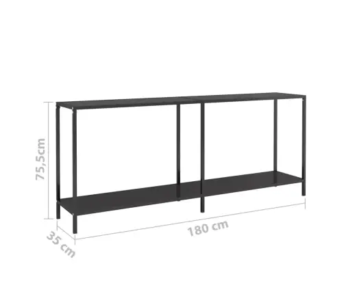 Konsolinis Staliukas, Juodas, 180X35X75,5cm Grūdintas Stiklas