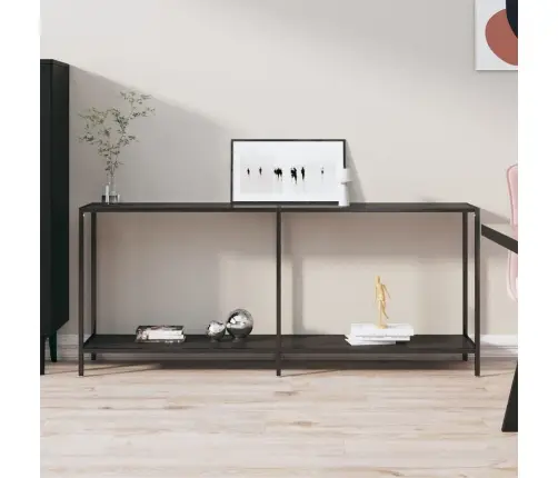 Konsolinis Staliukas, Juodas, 180X35X75,5cm Grūdintas Stiklas