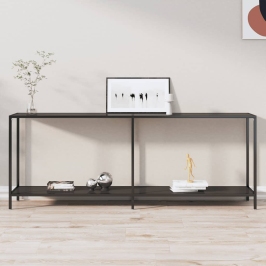Konsoles Galds, 200X35X75,5 Cm, Rūdīts Stikls, Melns Vidaxl