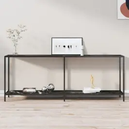Konsoles Galds, 200X35X75,5 Cm, Rūdīts Stikls, Melns Vidaxl