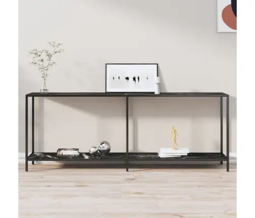 Konsoles Galds, 200X35X75,5 Cm, Rūdīts Stikls, Melns Vidaxl