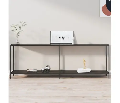 Konsoles Galds, 220X35X75,5 Cm, Rūdīts Stikls, Melns Vidaxl