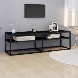 Tv Plaukts, Melns, 140X40X40,5 Cm, Rūdīts Stikls Vidaxl