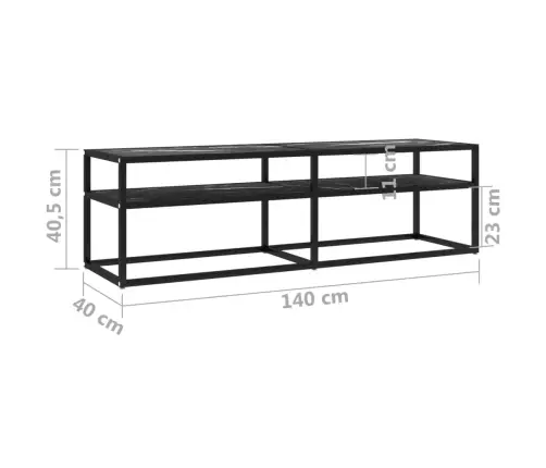 Telerialus, Must Marmor, 140 X 40 X 40,5 cm Karastatud Klaas
