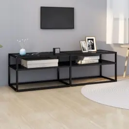 Tv Plaukts, 140X40X40,5 Cm, Rūdīts Stikls, Melns Marmora Raksts Vidaxl
