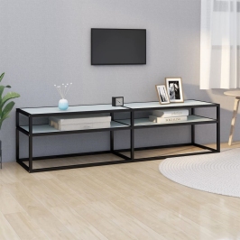 Tv Plaukts, 160X40X40,5 Cm, Rūdīts Stikls, Balts Marmora Raksts Vidaxl