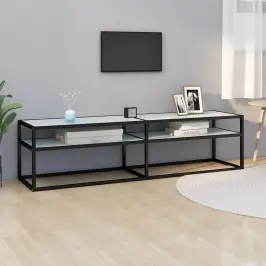 Tv Plaukts, 160X40X40,5 Cm, Rūdīts Stikls, Balts Marmora Raksts Vidaxl