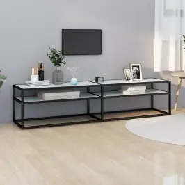 Tv Spintelė, Balta Marmuro, 180X40X40,5cm Grūdintas Stiklas