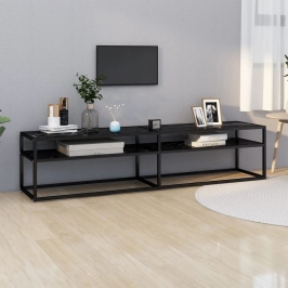 Tv Plaukts, 180X40X40,5 Cm, Rūdīts Stikls, Melns Marmora Raksts Vidaxl