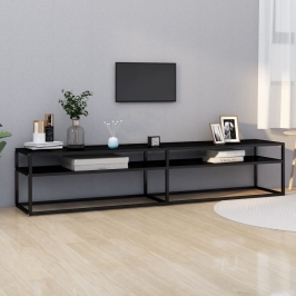 Tv Plaukts, Melns, 200X40X40,5 Cm, Rūdīts Stikls Vidaxl