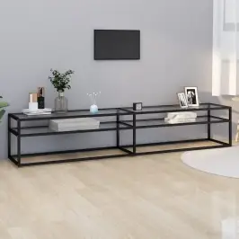 Tv Plaukts, 220X40X40,5 Cm, Caurspīdīgs Rūdīts Stikls Vidaxl