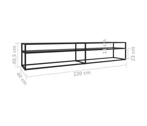 Tv Plaukts, Melns, 220X40X40,5 Cm, Rūdīts Stikls Vidaxl