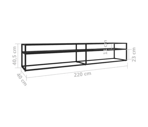 Tv Spintelė, Juoda Marmuro, 220X40X40,5cm Grūdintas Stiklas
