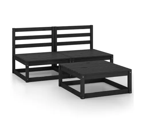 3-Osaline Aiamööblikomplekt, Must, Toekas Männipuit