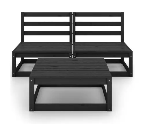 3-Osaline Aiamööblikomplekt, Must, Toekas Männipuit