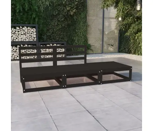 3-Osaline Aiamööblikomplekt, Must, Toekas Männipuit