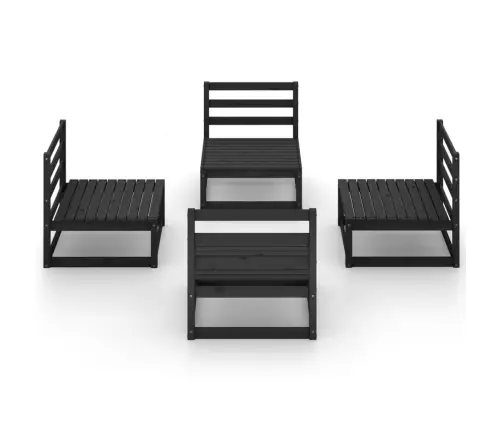 4-Daļīgs Dārza Atpūtas Mēbeļu Komplekts, Melns Priedes Koks Vidaxl
