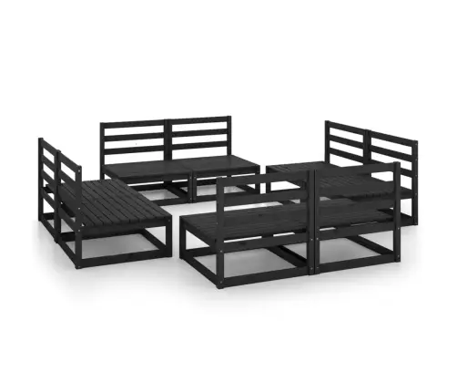 8-Daļīgs Dārza Atpūtas Mēbeļu Komplekts, Melns Priedes Koks Vidaxl 8-Daļīgs Dārza Atpūtas Mēbeļu Komplekts, Melns Priedes Koks Vidaxl