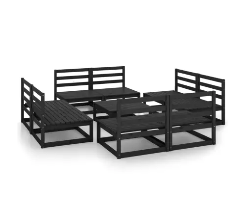 9-Osaline Aiamööbli Komplekt, Must, Männipuit