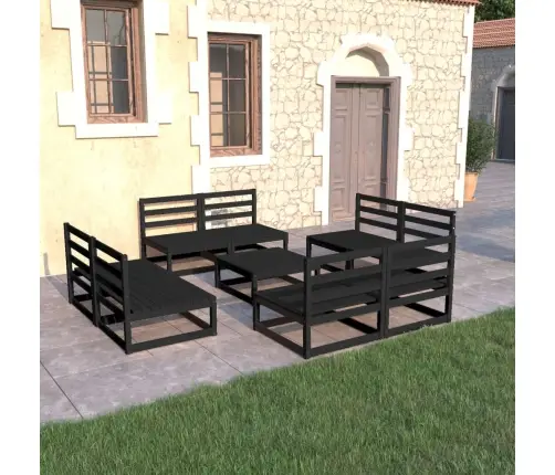 9-Osaline Aiamööbli Komplekt, Must, Männipuit