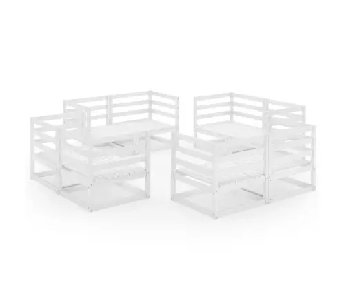 8-Daļīgs Dārza Atpūtas Mēbeļu Komplekts, Balts, Priedes Koks Vidaxl