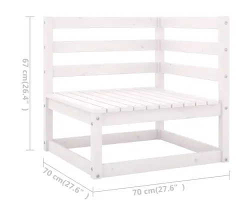 8-Daļīgs Dārza Atpūtas Mēbeļu Komplekts, Balts, Priedes Koks Vidaxl