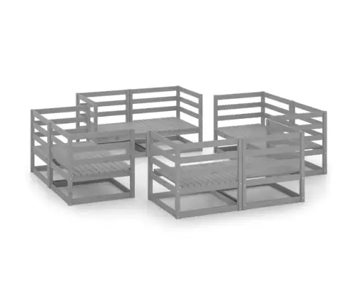 8-Daļīgs Dārza Atpūtas Mēbeļu Komplekts, Pelēks Priedes Koks Vidaxl