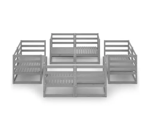 8-Daļīgs Dārza Atpūtas Mēbeļu Komplekts, Pelēks Priedes Koks Vidaxl