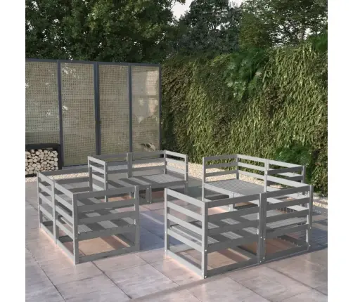 8-Daļīgs Dārza Atpūtas Mēbeļu Komplekts, Pelēks Priedes Koks Vidaxl