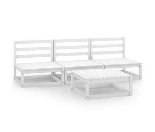 4-Osaline Aiamööblikomplekt, Valge, Männipuit