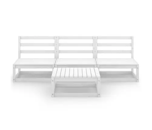 4-Osaline Aiamööblikomplekt, Valge, Männipuit