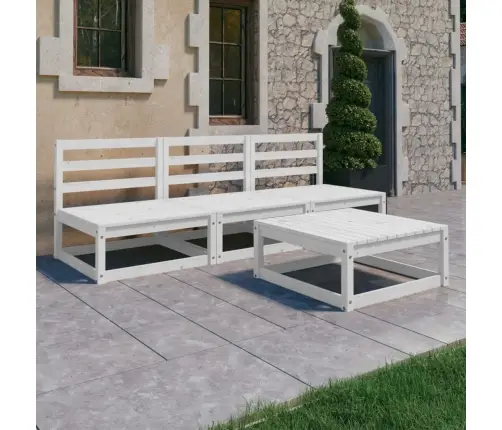 4-Osaline Aiamööblikomplekt, Valge, Männipuit