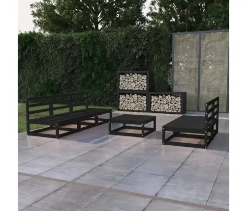 6-Osaline Aiamööbli Komplekt, Must, Männipuit