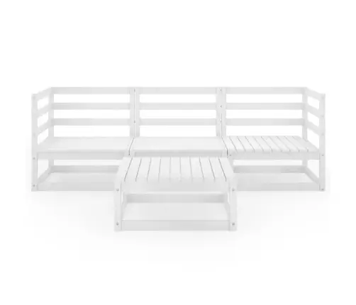 Sodo Poilsio Baldų Komplektas, 4 Dalių, Baltas, Pušies Masyvas Sodo Poilsio Baldų Komplektas, 4 Dalių, Baltas, Pušies Masyvas