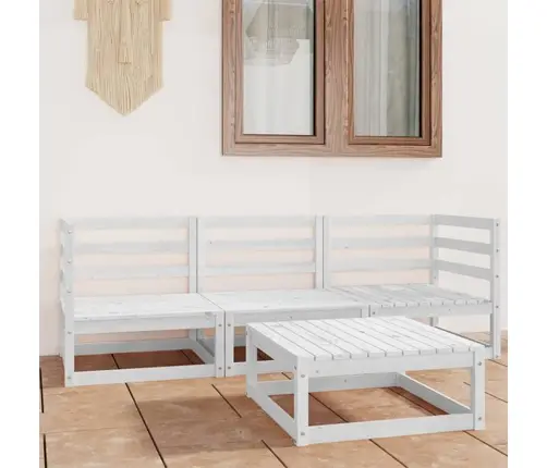 Sodo Poilsio Baldų Komplektas, 4 Dalių, Baltas, Pušies Masyvas Sodo Poilsio Baldų Komplektas, 4 Dalių, Baltas, Pušies Masyvas