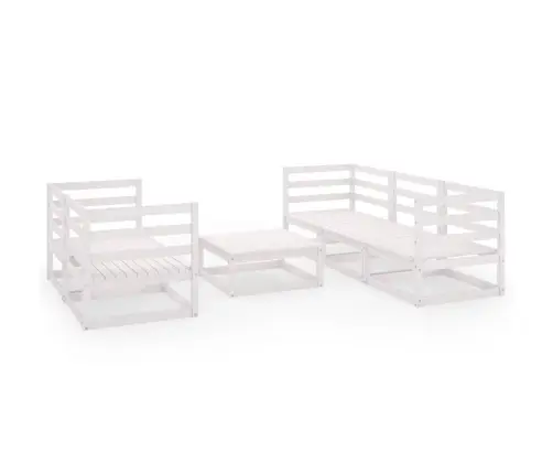 6-Osaline Aiamööblikomplekt, Valge, Toekas Männipuit