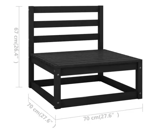 Keturvietė Sodo Sofa, Juodos Spalvos, Pušies Medienos Masyvas