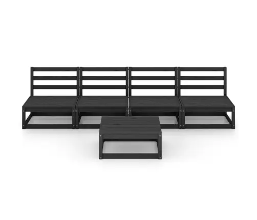 5-Daļīgs Dārza Atpūtas Mēbeļu Komplekts, Melns Priedes Koks Vidaxl