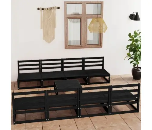 9-Osaline Aiamööbli Komplekt, Must, Männipuit