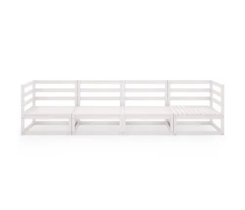 Četrvietīgs Dārza Dīvāns, Balts Priedes Masīvkoks Vidaxl