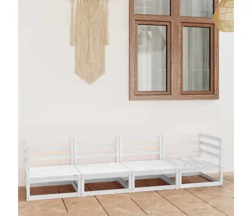 Četrvietīgs Dārza Dīvāns, Balts Priedes Masīvkoks Vidaxl