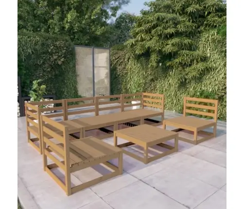 7-Daļīgs Dārza Atpūtas Mēbeļu Komplekts, Brūns Priedes Koks Vidaxl