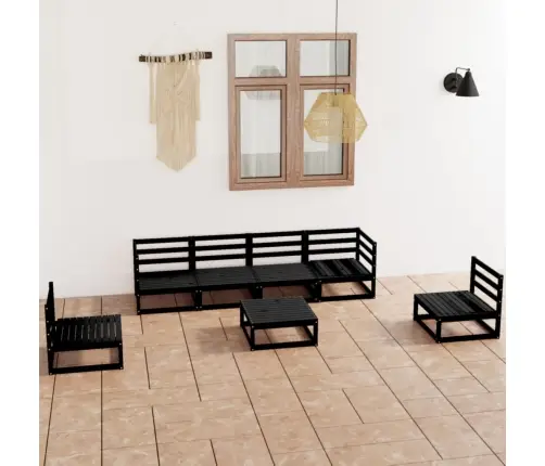 7-Osaline Aiamööblikomplekt, Must, Männipuit