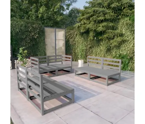 6-Daļīgs Dārza Atpūtas Mēbeļu Komplekts, Pelēks, Priedes Koks Vidaxl