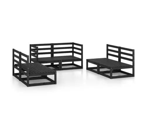 6-Daļīgs Dārza Atpūtas Mēbeļu Komplekts, Melns, Priedes Koks Vidaxl