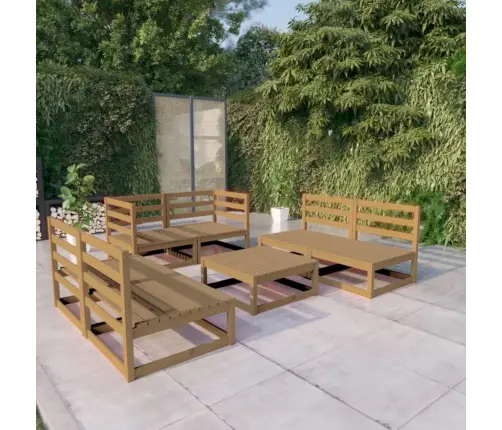 7-Daļīgs Dārza Atpūtas Mēbeļu Komplekts, Brūns Priedes Koks Vidaxl