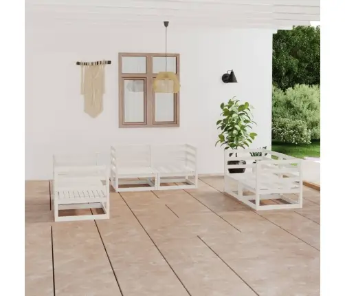 6-Osaline Aiamööblikomplekt, Valge, Toekas Männipuit