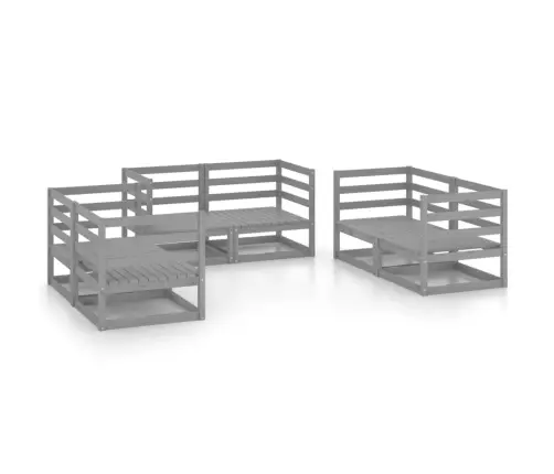 6-Daļīgs Dārza Atpūtas Mēbeļu Komplekts, Pelēks Priedes Koks  Vidaxl