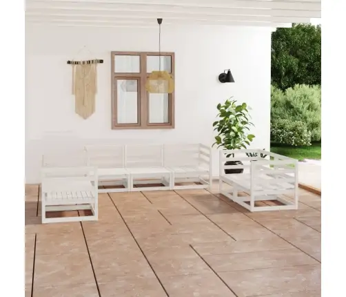 7-Daļīgs Dārza Atpūtas Mēbeļu Komplekts, Balts Priedes Koks  Vidaxl